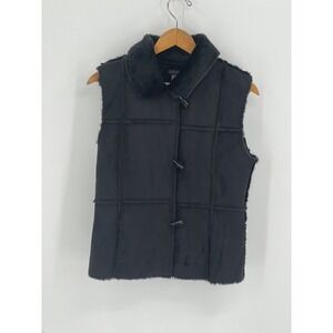 Lauren‎ Hansen Vest Faux Fur Women's Size Medium Black Toggle Button